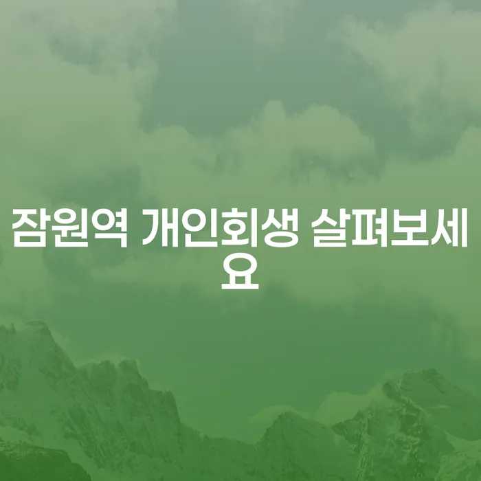 잠원역 개인회생 살펴보세요